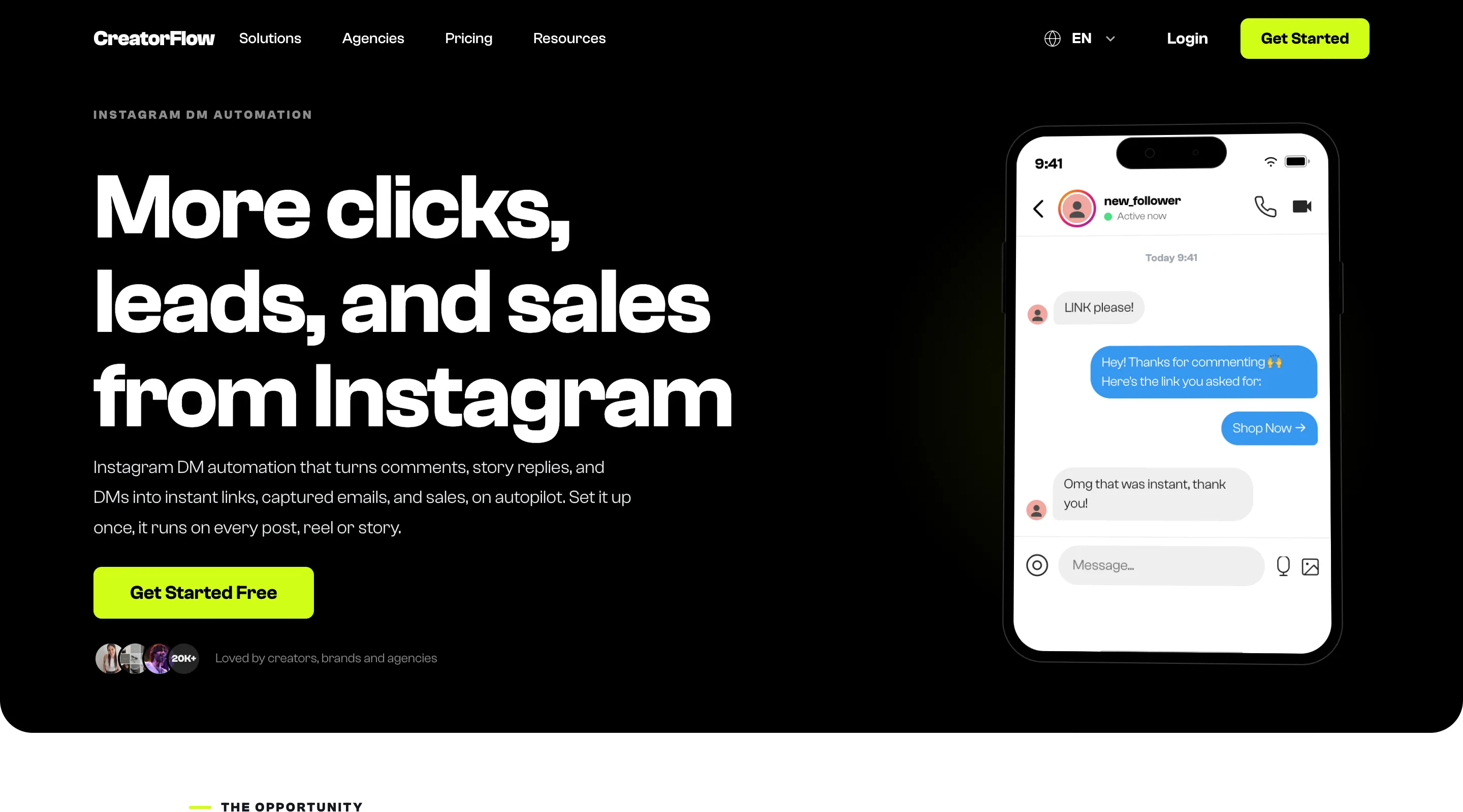 CreatorFlow homepage