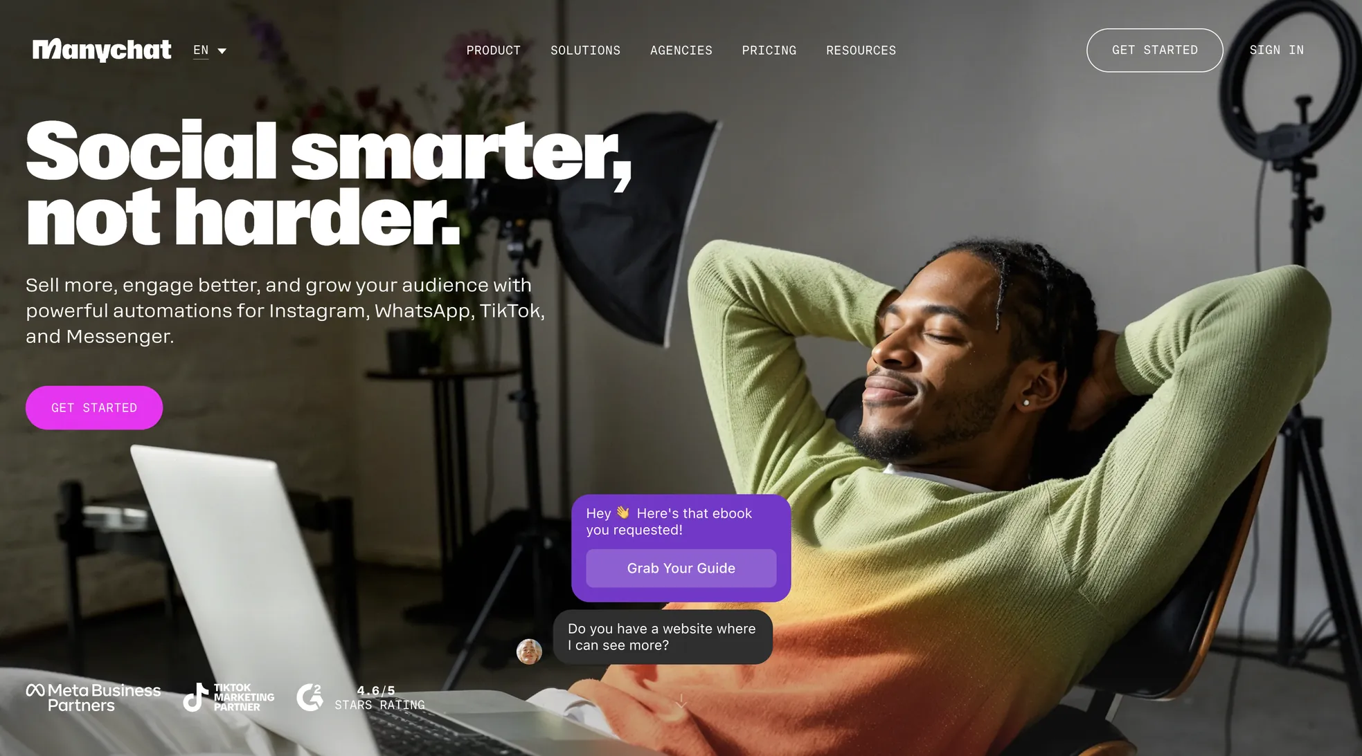 ManyChat homepage