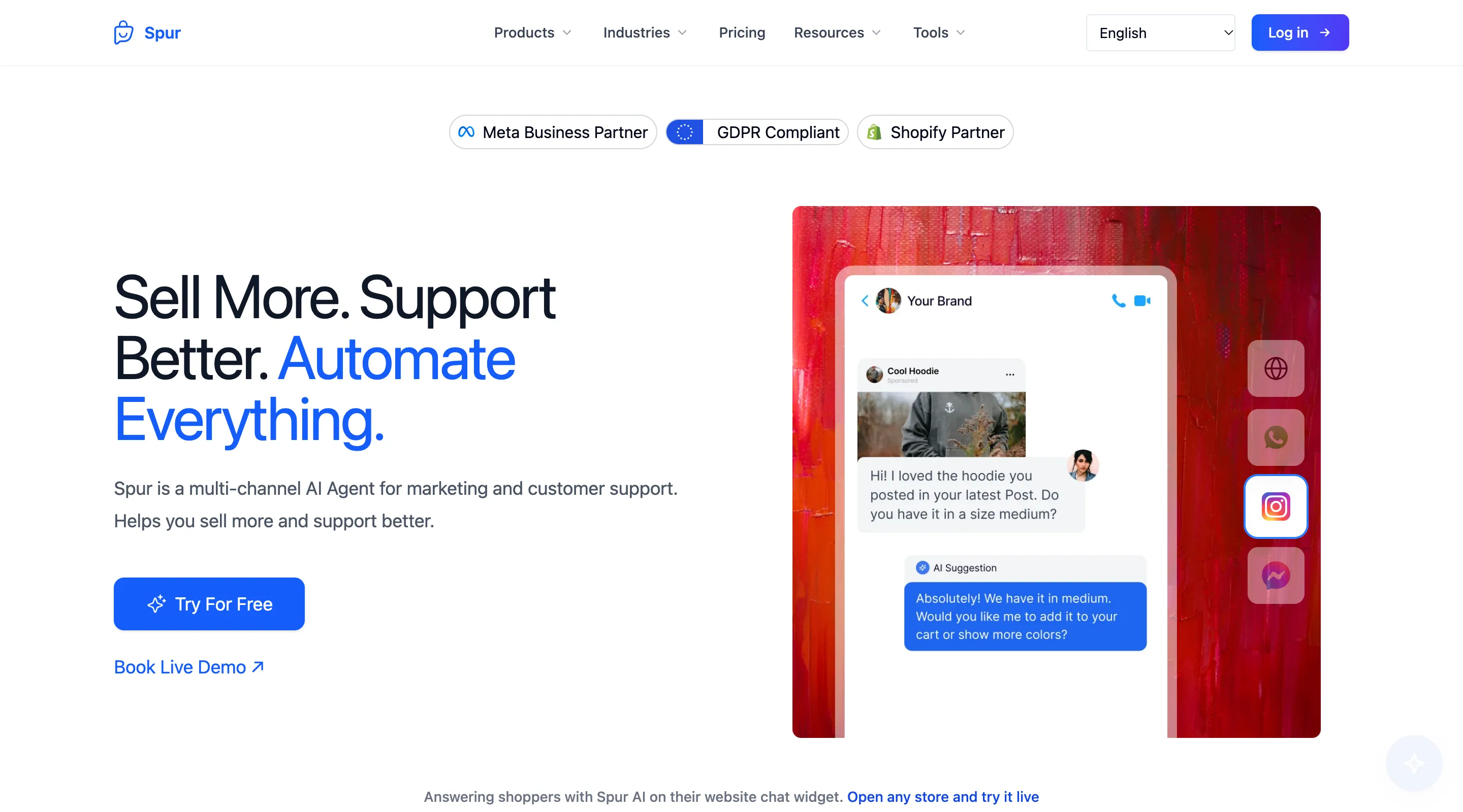 Spur homepage